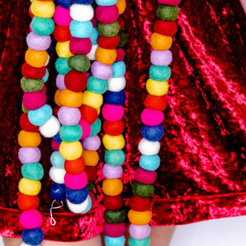 Colorful Felt Ball Pom Pom Garland | 9 Ft | Spring, Easter, Birthday, Christmas Decor | 100% Wool Felt | Boho Rainbow...
