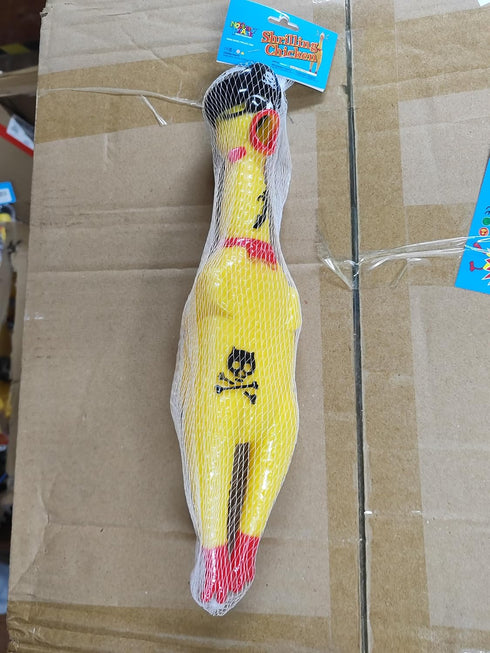 Novelty Place Extra Loud Squawking Rubber Chicken - Large 16” - Yellow Squeeze Squeaky and Screaming Chicken for kids or adults...