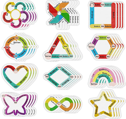 48 Pcs Breath Calm Anxiety Sensory Stickers Reusable Textured Tactile Rough Calming Stickers Adhesive Sensory Strips for School Office Classroom D...
