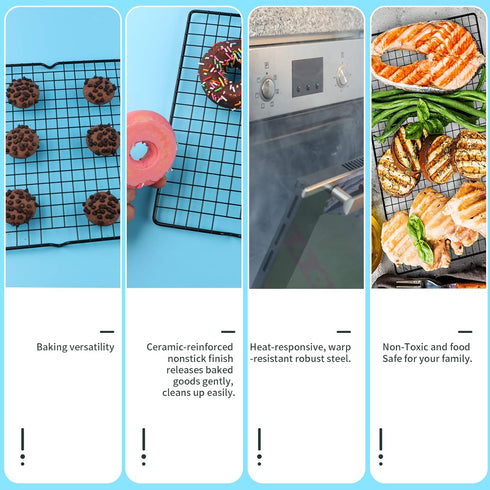 Non-Stick Steel Baking Rack & Cooling Rack, for Cookies,Cakes, Breads and More (Heavy Duty,Oven Safe)-9.84"x15.9"-1 Piece...