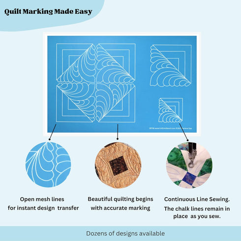 Log Cabin Feather/Square Block Motif - Edge to Edge Stencil, Continuous Line Template for Free Motion Quilting, Domestic Machine, Hand or Long-Arm...