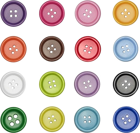 Libiline 100pcs Resin Button Solid Color 4Holes Craft Clothe Sewing Card Making Sweater Shirt (Multi-Color, 3/4"(20mm))...