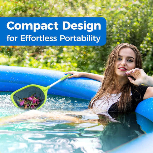 Pool Net Total Length 26.8 inches, Swimming Pool Skimmer Net with Aluminum Pole for Fast Cleaning Ponds, Hot Tub, and Spas, Pool Cleaner Supplies ...