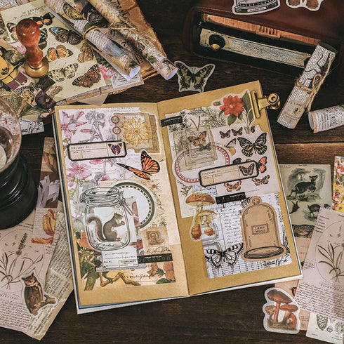 Knaid 200 Pieces Vintage Ephemera Pack Decoupage Paper Junk Journal Kit Scrapbook Planner Sticker Supplies for Art Journaling Bullet Journals Coll...