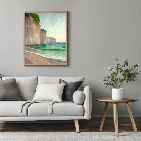 Posterizer 1 pcs-coastal cliefs in france-classics inspired oil painting style 2-Coastal & Nautical Art-Landscape & Nature Art-Decor for Home & Of...