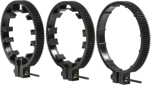Movo FR3 Adjustable Follow Focus Ring Set of 3 with 65mm, 75mm and 85mm Lens Gear Rings (Standard 32 Pitch - 0.8 mod)...