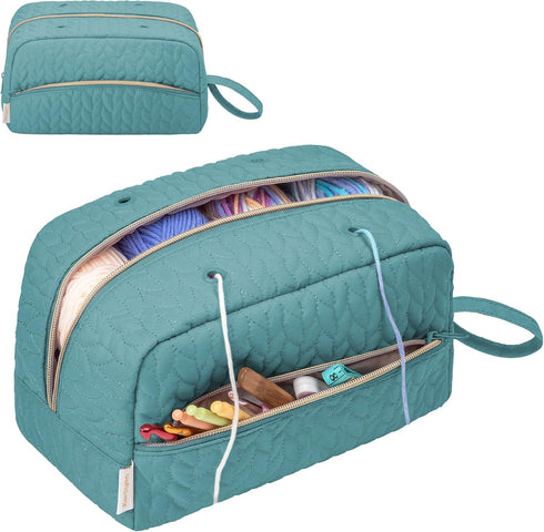 Crochet Yarn Bag Knitting Bag Storage for Crocheting Accessories Crochet Hook Case Organizer Gift for Crochet Lovers (Teal)...