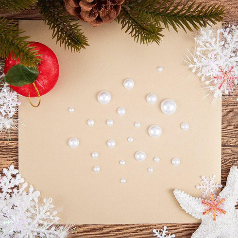 PandaHall Elite 1 Box About 690 Pcs White Assorted Mixed Sizes 4-12mm Flat Back Pearl Cabochons...