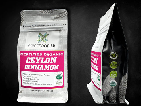 Spice Profile | USDA Organic Ceylon Cinnamon Powder | Resealable 4oz Pouch | 100% Pure & Raw | Sweet & Citrusy | Great for Cooking, Baking & Bever...