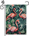 Flamingo Garden Flag, Pink Flower Tropical Palm Tree Flag, 12x18 Inch Double Sided Burlap, Welcome Summer Garden Flags, Porch Lawn Flag, Outdoor Y...