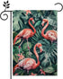 Flamingo Garden Flag, Pink Flower Tropical Palm Tree Flag, 12x18 Inch Double Sided Burlap, Welcome Summer Garden Flags, Porch Lawn Flag, Outdoor Y...