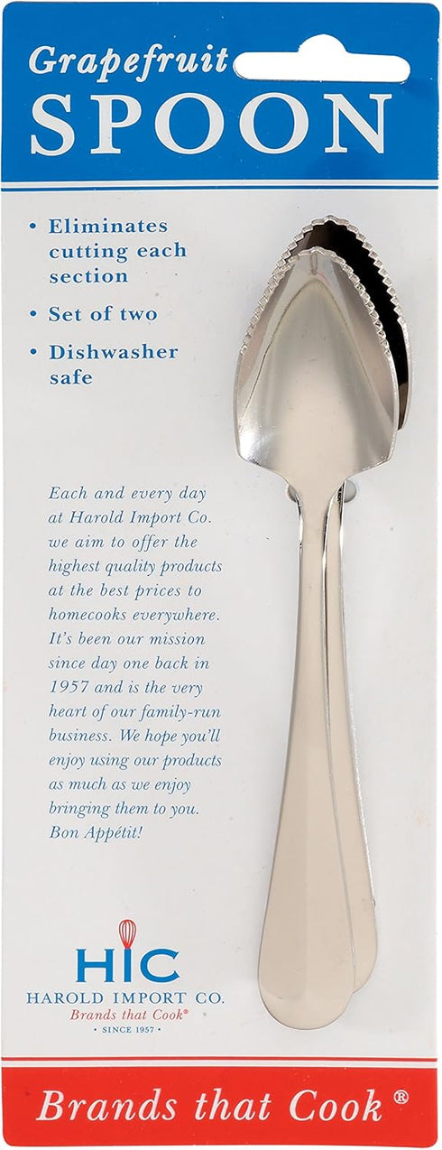 HIC Kitchen Grapefruit Dessert Spoons with Pointed Tip and Serrated Edge, Stainless Steel, Set of 2...