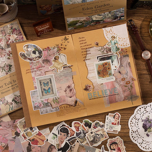 100 Pieces Vintage Scrapbook Supplies Ephemera Pack for Junk Journal Planners Scrapbooking Paper Stickers for Art Aesthetic Journaling Kit Collage...