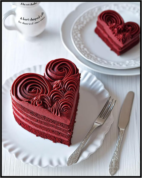 Posterizer 1 pcs-heart-shaped cake cute Valentine's day poster -2-Romantic Art-Holiday Poster Collection-Gift for Couples boyfriend girlfriend Hus...