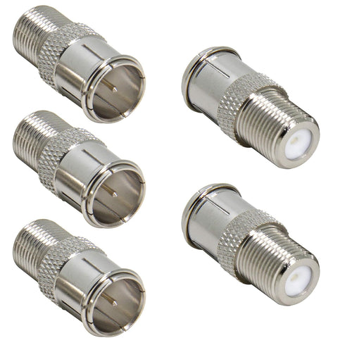 Quick Connect Cable TV Connectors, 5 Pack Ullnosoo F Type Push On Quick Coax Adapter for Coaxial Cable, RV, Satellite Dish, Cable TV, Internet...
