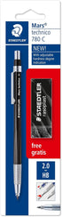 STAEDTLER 780 C BKP6 Mars Technico Leadholder Clutch Pencil with Built-In Sharpener - HB, 2mm Line Width (Pack of 1 + FREE Eraser)...