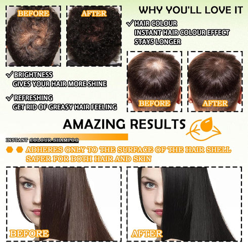 Black Hair Dye Shampoo, 3 in 1 Hair Shampoo,Easy to Use,Long Lasting...