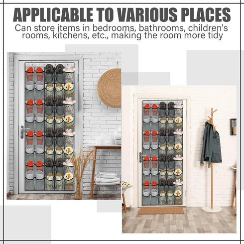 40 Large Over the Door Shoe Organizer Shoe Rack for Door Gray Mesh Pockets Hanging Shoe Organizer for Closet Shoe Holder Rack Behind Door Hanger H...