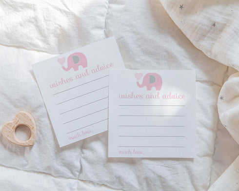 Pink Elephant Advice Cards (25 Pack) Fun Baby Shower Game - Best Wishes for New Parents - Unique Guest Book Alternative for Graduations, Birthdays...