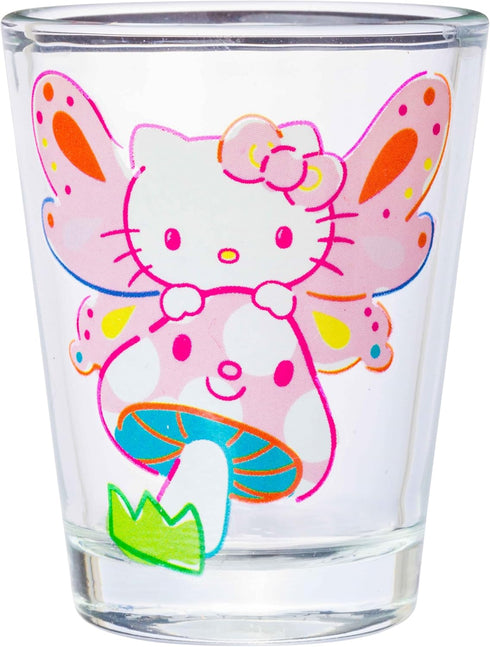 Silver Buffalo Sanrio Hello Kitty Spring Garden Flowers 4 Pack Mini Glass Set, 1.5 Ounces...