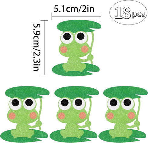Green Glitter Frog Cupcake Toppers,Princess Frog Food Picks, Rainforest Party Decorations,Frog Birthday Baby Shower Cake Decor,Set of 24...