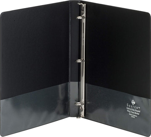 Business Source Sparco Round Ring View Binder, 1/2 Inches Capacity, 11 x 8-1/2 Inches, Black (SPR19550)...