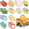 Fulmoon 37 Pcs Back to School Sticky Notes and School Bus Storage Box Set 36 Pcs Pencil Ruler Book Blackboard Owl Shaped Self Adhesive Writing Sti...