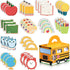 Fulmoon 37 Pcs Back to School Sticky Notes and School Bus Storage Box Set 36 Pcs Pencil Ruler Book Blackboard Owl Shaped Self Adhesive Writing Sti...