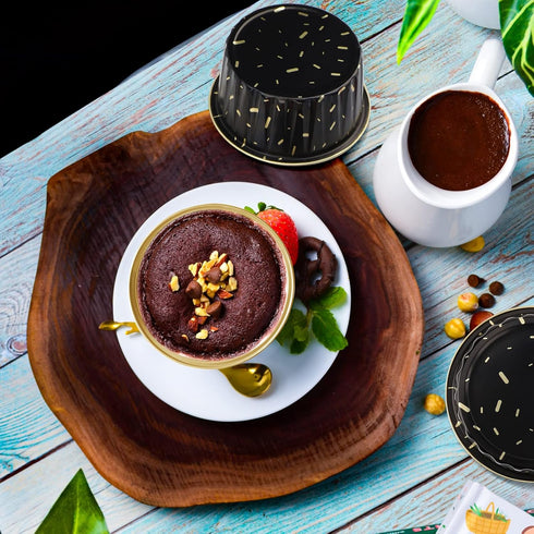 EUSOAR Disposable Baking Cups, 25pcs 5oz Foil Dessert Cups Aluminum Baking Cupcake Liners, Meteor Shower Black Disposable Ramekins Creme Brulee Cu...