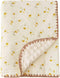 Baby Soft Muslin Thick Blanket Cotton and Dotted Backing Double Layer Receiving Blanket 40"x40" Yellow Floral...