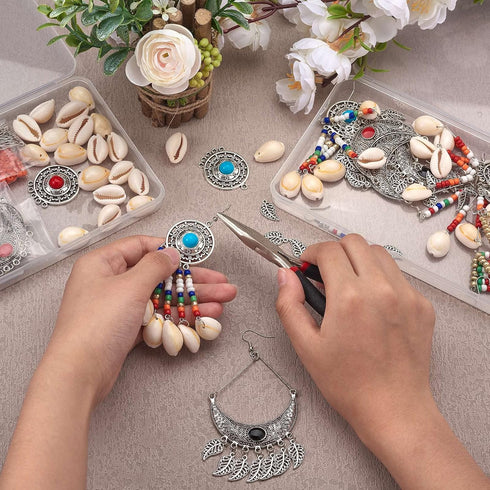 WEWAYSMILE 1 Box DIY 6 Pairs Earring Making Kit, Bohemian Feather Dream Catcher Earring Making Starter Kit with Enamel Charm Pendant, Earring Hook...