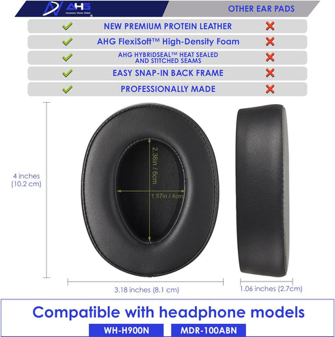 Premium Replacement WH-H900N Ear Pads/MDR-100ABN Ear Pads Cushions Compatible with Sony WH-900N and Sony MDR-100ABN Headphones (Black). Premium Pr...