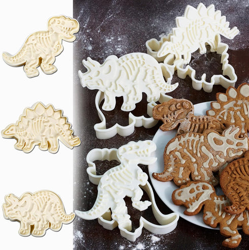 Dinosaur Cookie Cutters for Kids By Garloy,3 Sets Dino Cookie Cutters With T-Rex Stegosaurus Triceratops Skeleton Fossil...