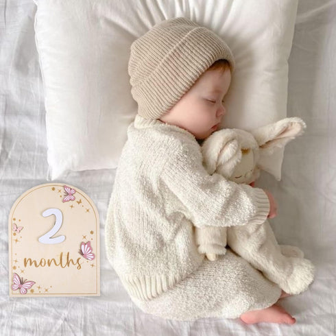 Monthly Baby Milestone Wooden Circle - Baby Monthly Milestone Sign - Months Baby Milestone Signs Cards - Newborn Gift for Girl and Boy - 1-12 Mont...