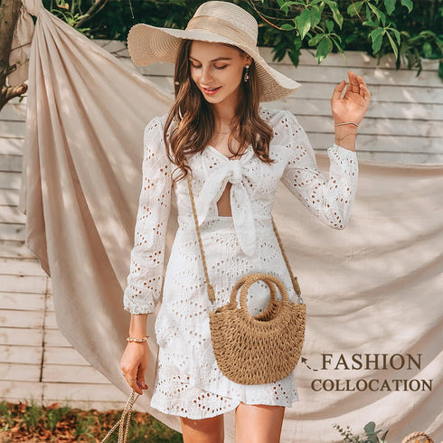Straw Bags for Women Straw Clutch Purses Beach Crossbody Tote Bags Handbag...