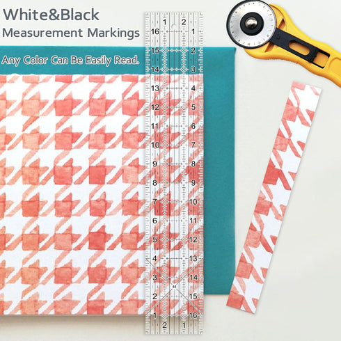 Acrylic Quilters Ruler,Sewing Ruler,3-Inch by 17-Inch, Non Slip Rings 15 Pieces for Quilting and Sewing...