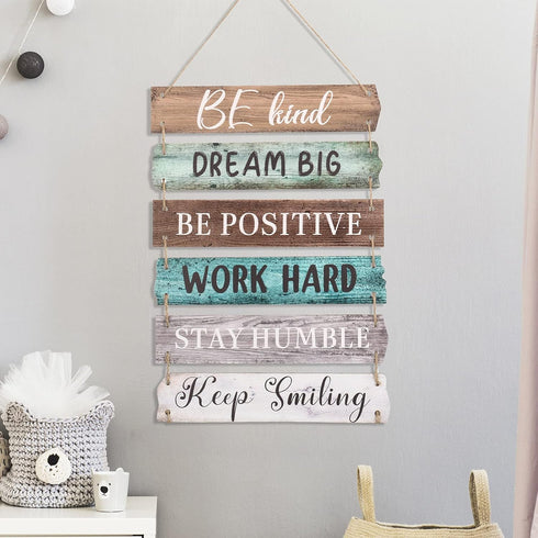 6 Pieces Rustic Wall Hanging Plaque Sign Inspirational Wall Art Farmhouse Wooden Door Signs Positive Plaque with Quotes Motivational Quote Decor f...