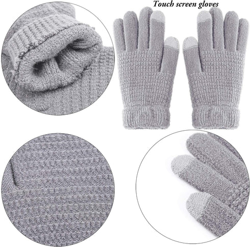 Aneco Winter Warm Knitted Sets Buffalo Plaid Scarf Beanie Hat Touch Screen Gloves and Winter Ear Warmer Set for Men or Women...