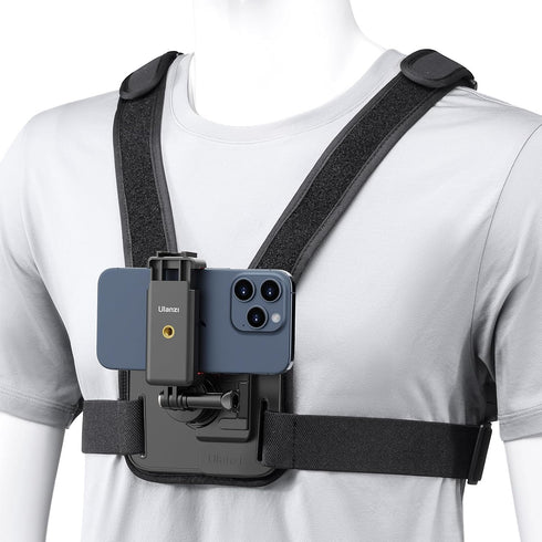 ULANZI CM028 Adjustable Chest Mount Harness w Vertical/Horizontal Switching for GoPro DJI Insta360 Action Cameras - Phone POV Chest Strap Mount Ha...