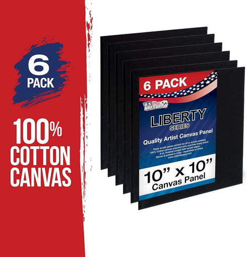 US Art Supply 10 X 10 inch Black Professional Artist Quality Acid Free Canvas Panels 6-Pack (1 Full Case of 6 Single Canvas Panels)...
