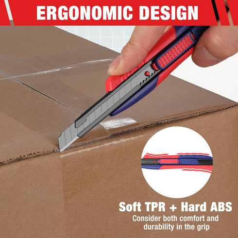 WORKPRO 2-In-1 Safety Utility Knife Retractable Snap-off blade, Metal Box Cutter Set, Razor Knife Exacto Craft Knives, with 10 Extra 9mm Blades, P...