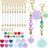 10Pcs Beadable Keychains Bar, Beaded Metal Keychain for Keychain Making, 360°Rotatable Beaded DIY Keychain Making Supplies Kit for Craft Keychain ...