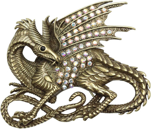 Faship Gorgeous Rhinestone Crystal Flying Dragon Dinosaur Pin Brooch...