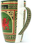 Clara Craft Wales Porcelain Coffee Mug - Welsh Red Dragon Porcelain Cup with Irish Celtic Knots Design, Made of New Bone China 400ml/14fl oz...