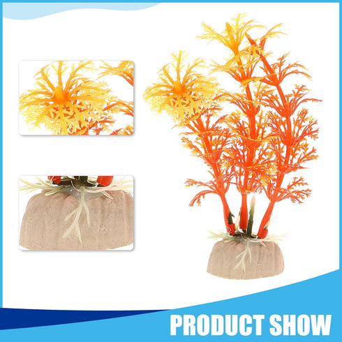 Aquarium Decoration, Aquarium Plastic Plants Decoration for Aquarium Fish Tank,4.72Inch(Orange,2Pcs)...