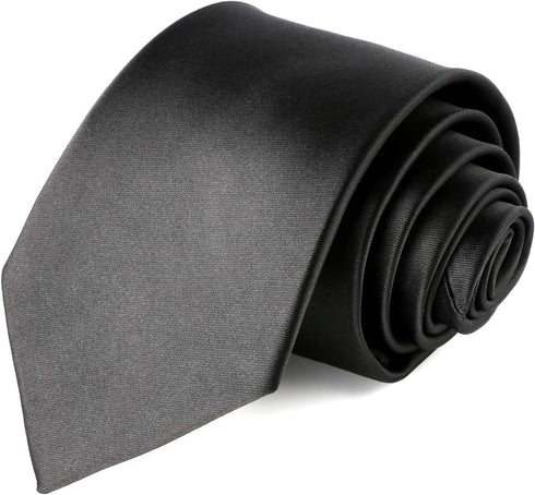 Black Tie Men Women Solid Satin Tie-Black...