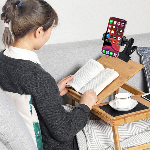 Clip Clamp Phone Holder for Desk/Table/Glass Door/Desktop Baffle/Easel,Compatible with iPhone/Nexus/HTC/LG/Huawei/Smart Phones,360°Adjustment Alum...