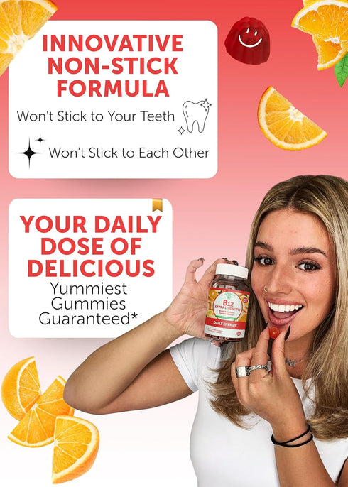 Lunakai Extra Strength 3000mcg Vitamin B12 Gummies - US Made, Delicious, Daily Energy and Metabolism Boost - Vegan B12 Methylcobalamin Supplement ...