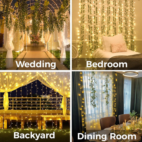 suddus Curtain Lights for Bedroom, 200 Led Hanging String Light Outdoor, Fairy Curtain Lights Indoor for Christmas, Dorm, Wall, Backdrop, Window, ...