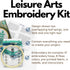 Leisure Arts Embroidery Kit 4" Teal Leaves - cross stitch kits for beginners - embroidery kit for beginners - embroidery kits for adults - embroid...